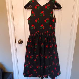 Vintage Austrian Original-Lanz Salzburg Wien Innsbruck Black Floral Dress
